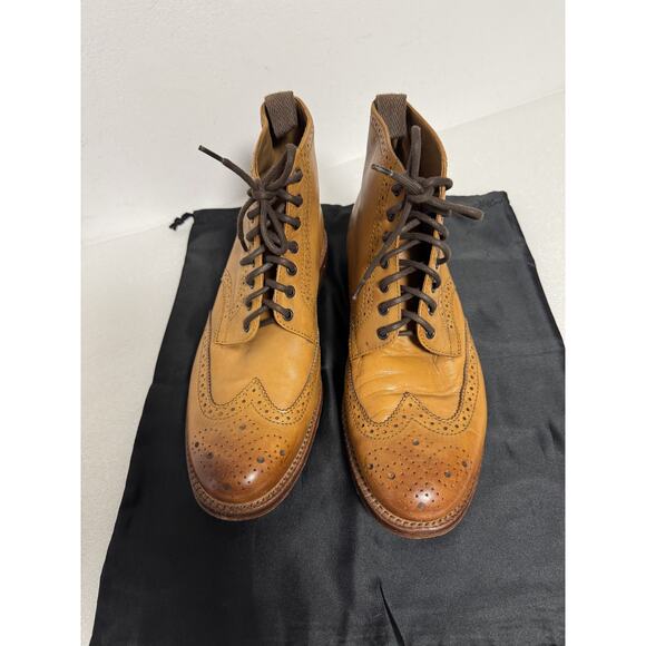 Grenson Other - Grenson Brogue Boots Mens Size 9.5 G Tan Leather Wingtip England Dress Shoes